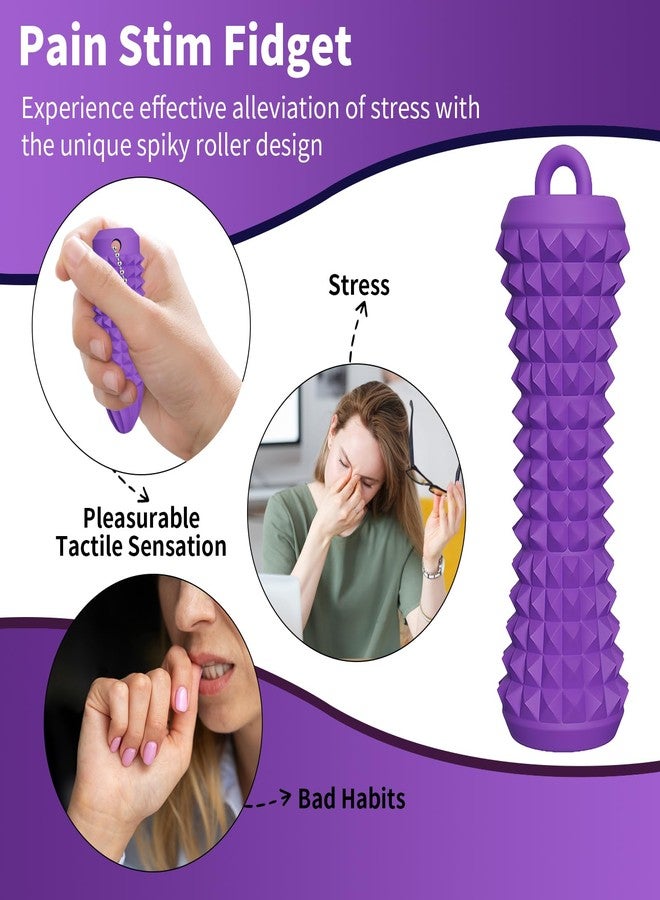 QETRABONE 2 Pcs Pain Stim Fidget, Silicone Stim Fidget Toy for Adults, Pain Stim Sensory Toys for Anxiety Portable Travel Stress Relief Spiky Fidget Keychain - Image 3
